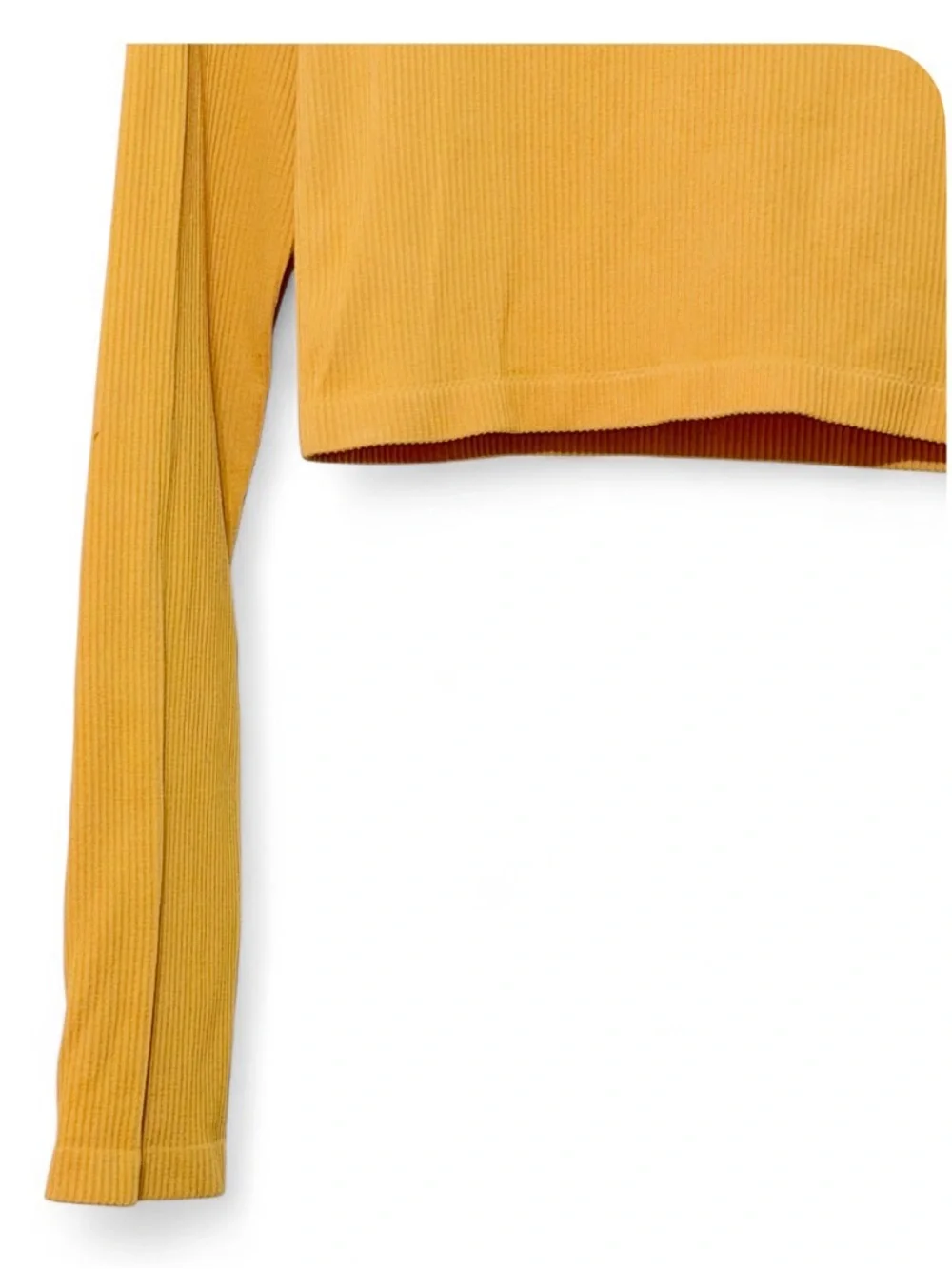 H&M Women’s Long Sleeve Ribbed Crop Top Yellow Size Small